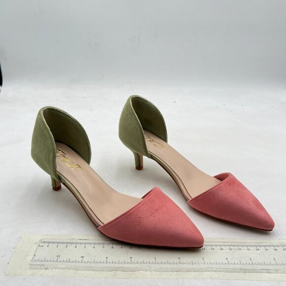 Pink and Green Women's Heels RUNS BIG - Picture 4 of 8